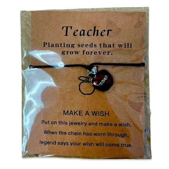 NWT Teacher Wish Bracelet / Apple / Teacher Gift - Picture 1 of 2